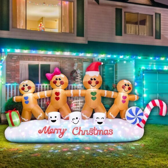 🆕10ft Christmas Inflatables 4 Gingerbread Men LED Yard Outdoor Decorations - Picture 7 of 7
